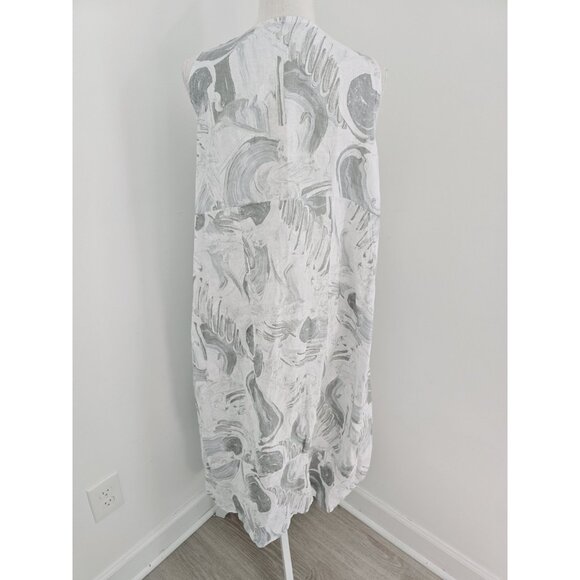 Lands Downunder Linen Sleeveless Lagenlook Relaxed Oversize Italy Gray Dress S - Picture 7 of 10